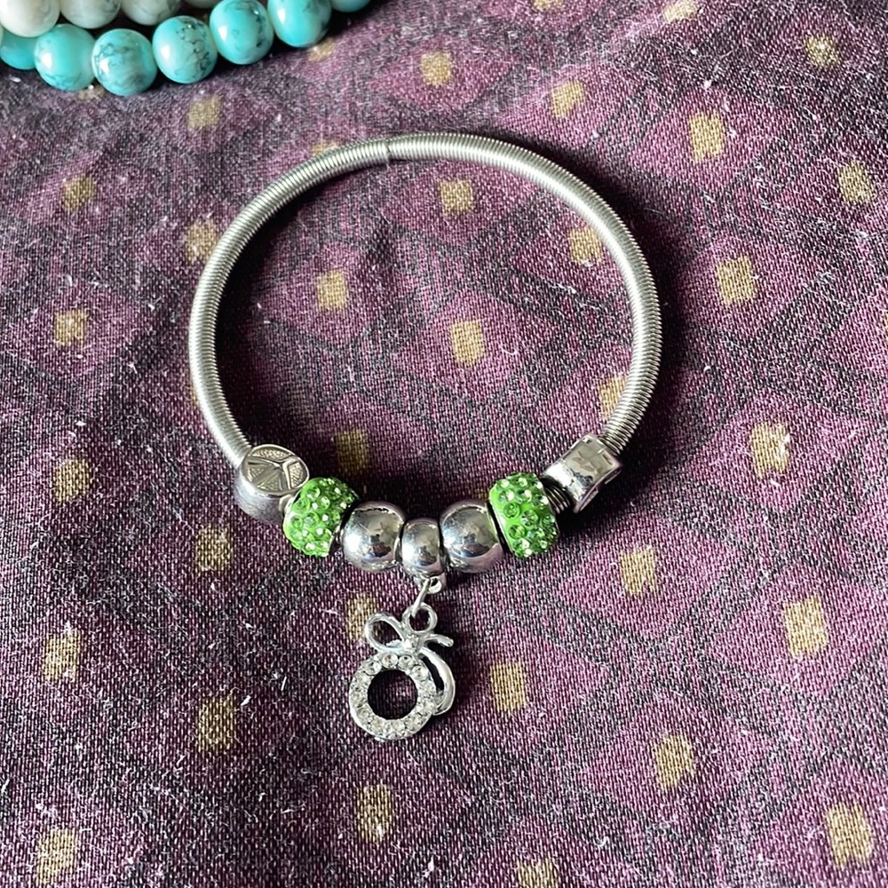 Silver green bracelet